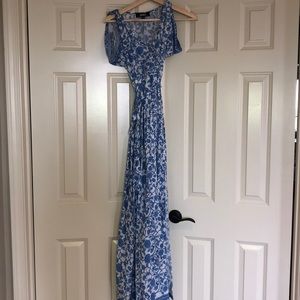 Blue and white flowy maxi